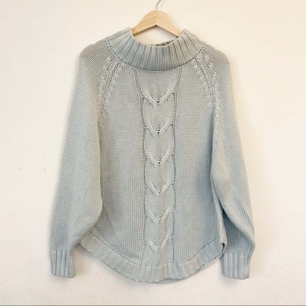 Nanette Lepore Mint Knit Pullover Chunky Fisherman Sweater Size Small
